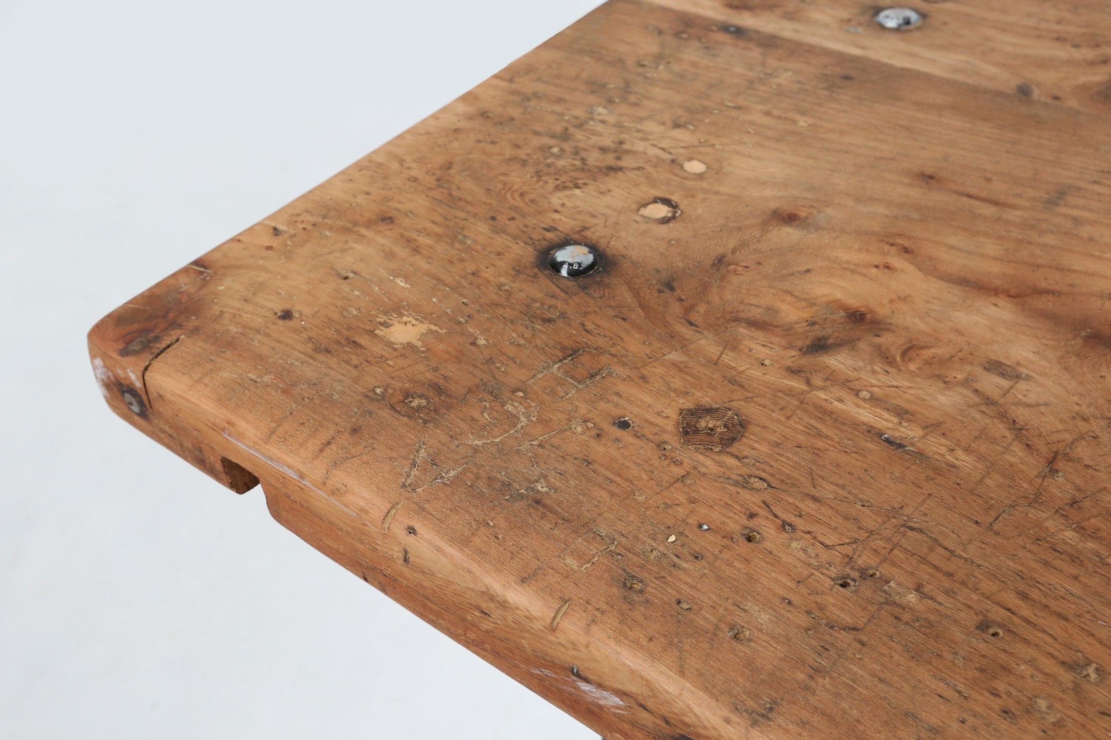 Industrial bar/bistro table with cast iron legs and wooden top, Belgium ca. 1920thumbnail